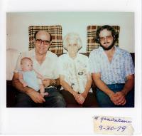  From left to right, Matthew James Turner (baby) held by  James Dale Turner (grandfather), Bulah Speed Turner (great-grandmother), and Donald Dale Turner (Mathew's father). 
